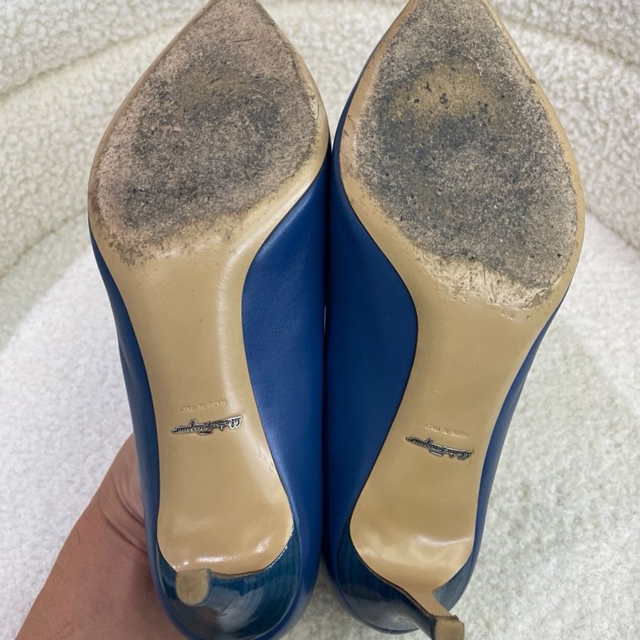 FERRAGAMO/菲拉格慕藍色尖頭高跟鞋 38碼-15