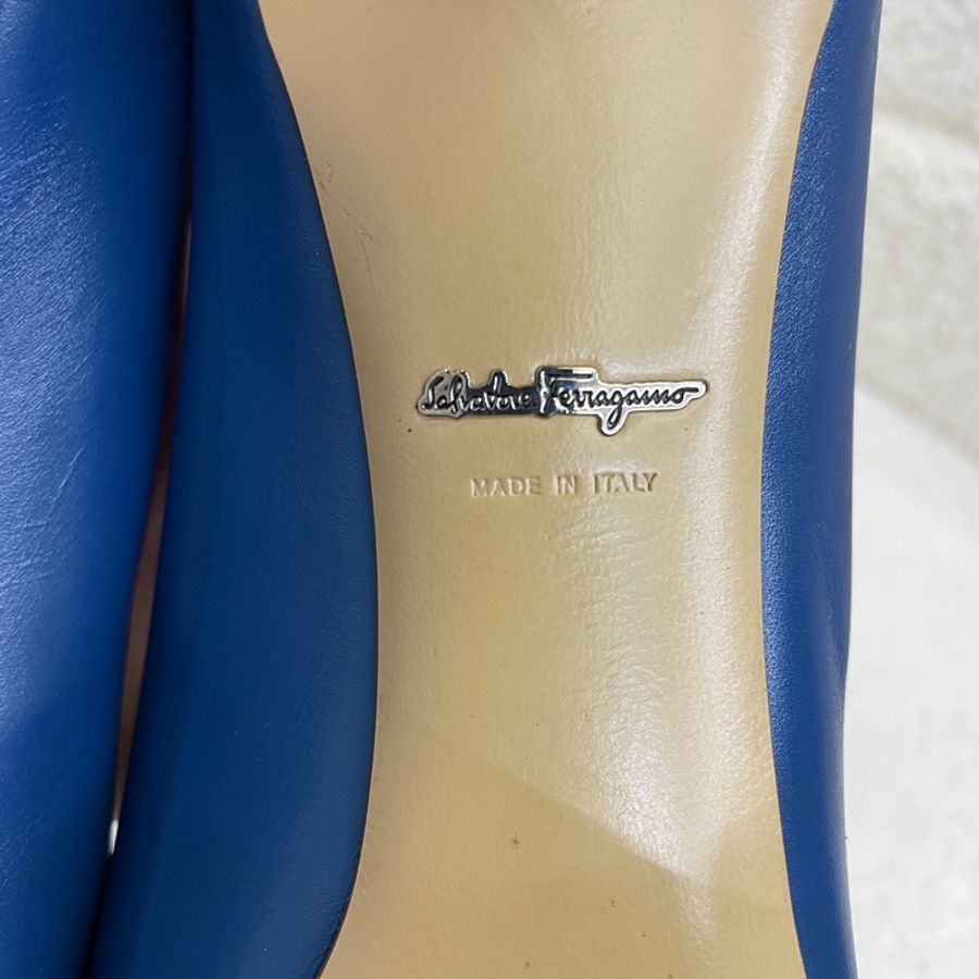 FERRAGAMO/菲拉格慕藍色尖頭高跟鞋 38碼-16