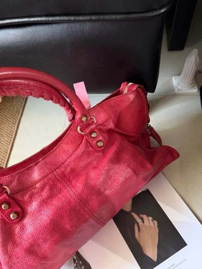 Balenciaga 巴黎世家機車包底長42大號西瓜紅。-2