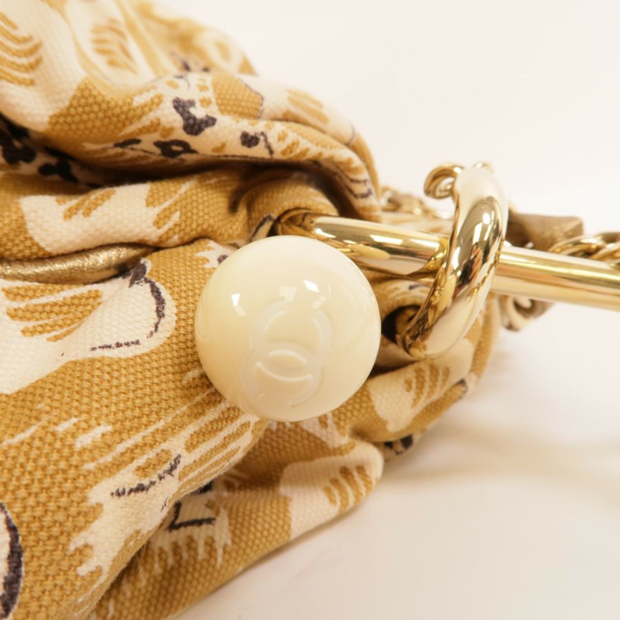 CHANEL 帆布Vintage Camellia Coco Mark手挽袋-7