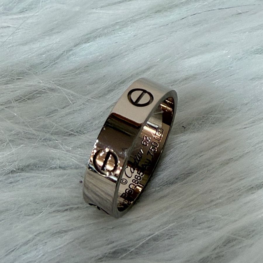 Cartier 卡地亞 LOVE 愛情 750 白K金 寬版 螺絲戒 戒指 戒子 墬子 62號-2