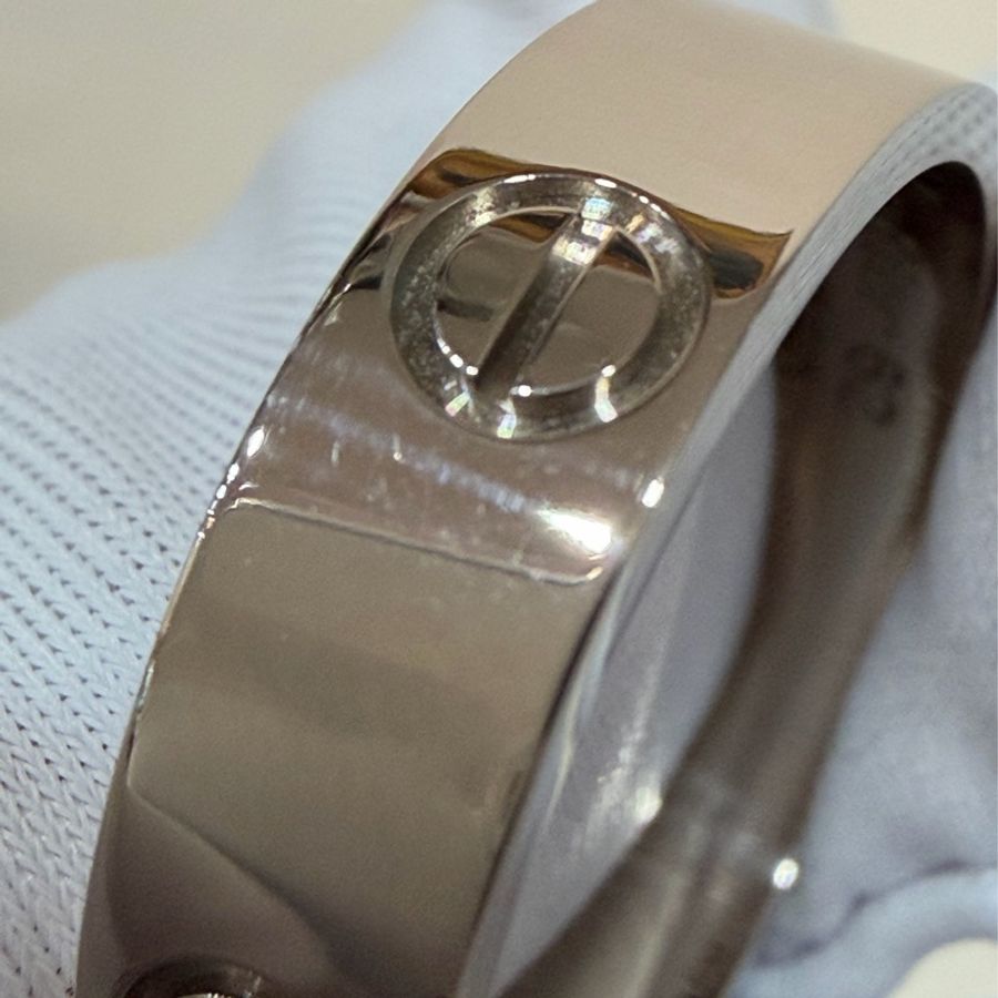 Cartier 卡地亞 LOVE 愛情 750 白K金 寬版 螺絲戒 戒指 戒子 墬子 62號-14