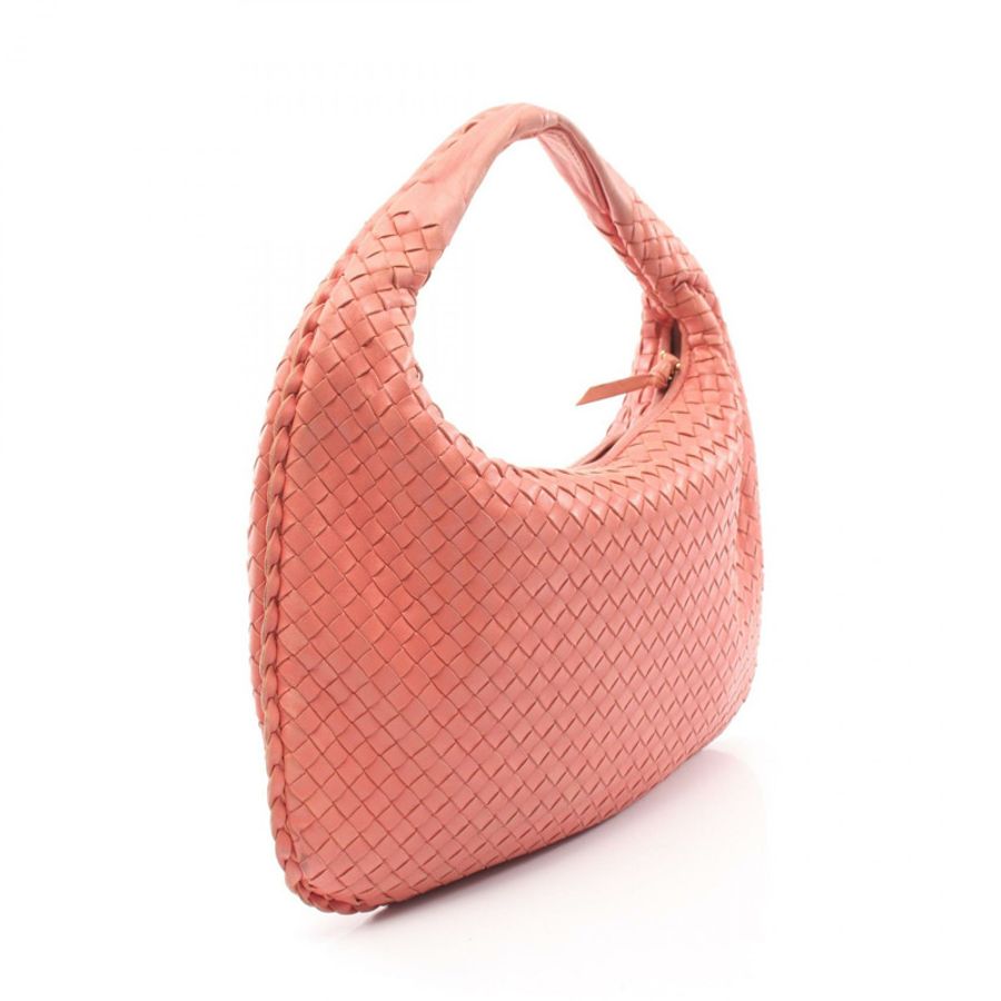 BOTTEGA VENETA Veneta Intrecciato 粉紅皮革單肩手提包（二手女款）-1