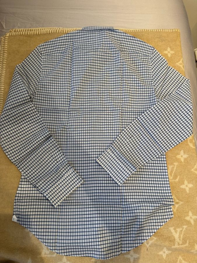 Louis Vuitton 藍白格紋長袖襯衫-6