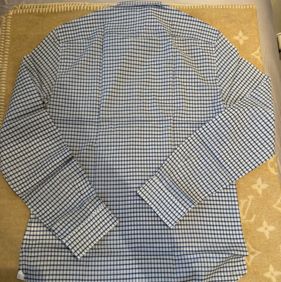 Louis Vuitton 藍白格紋長袖襯衫-10