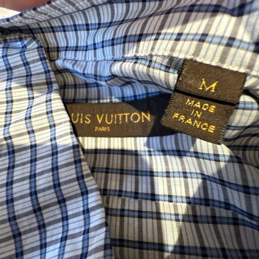 Louis Vuitton 藍白格紋長袖襯衫-18