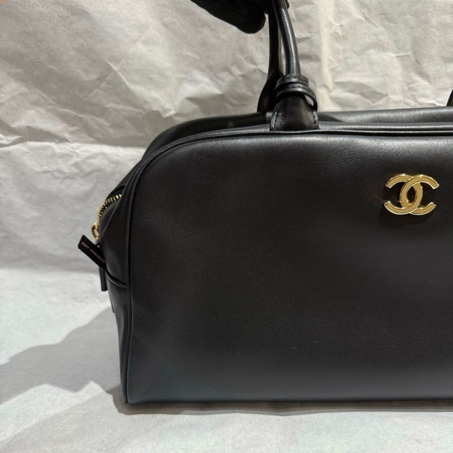 閒置新⭐Chanel香奈兒26S新款黑金保齡球單肩包 芯片款 底長36cm-3