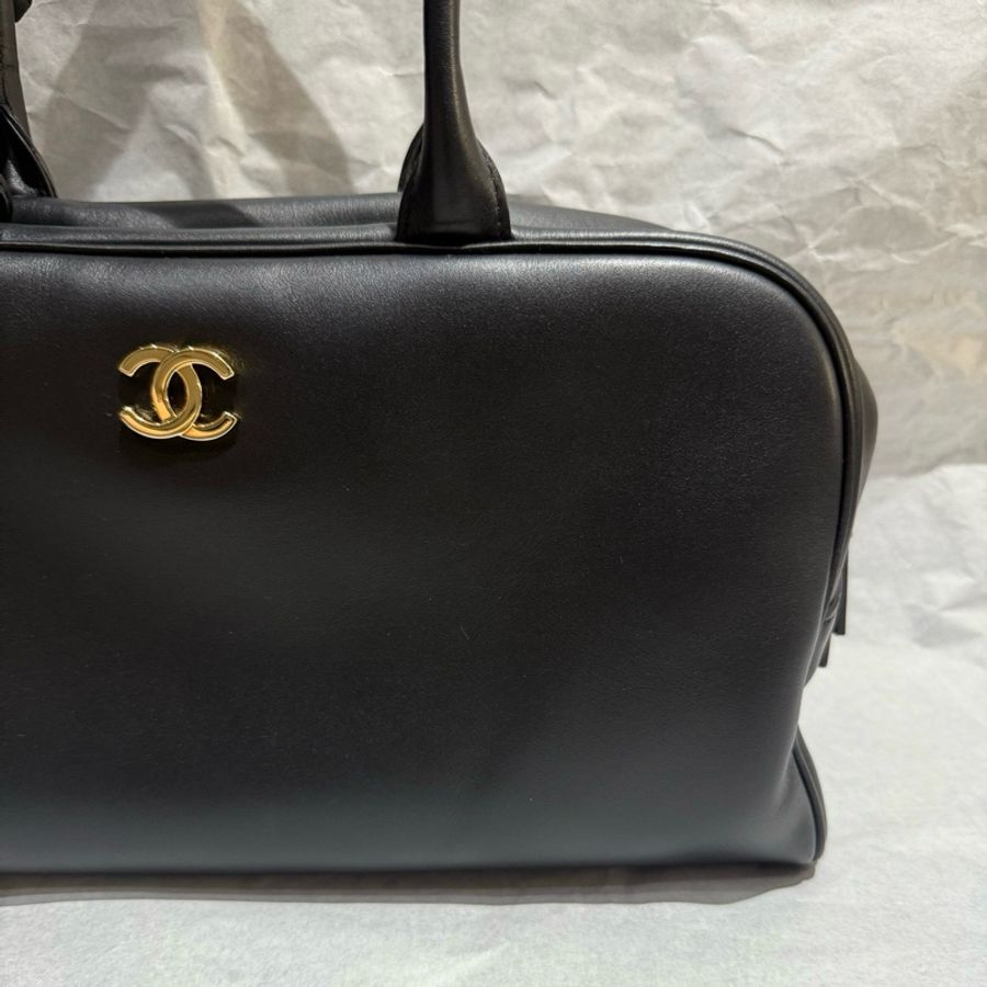 閒置新⭐Chanel香奈兒26S新款黑金保齡球單肩包 芯片款 底長36cm-5