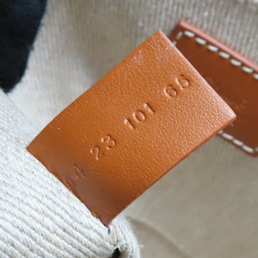 黑色帆布 棕色牛皮飾邊 Woody 肩背包【Chloe 克羅伊】  C23AS397-4