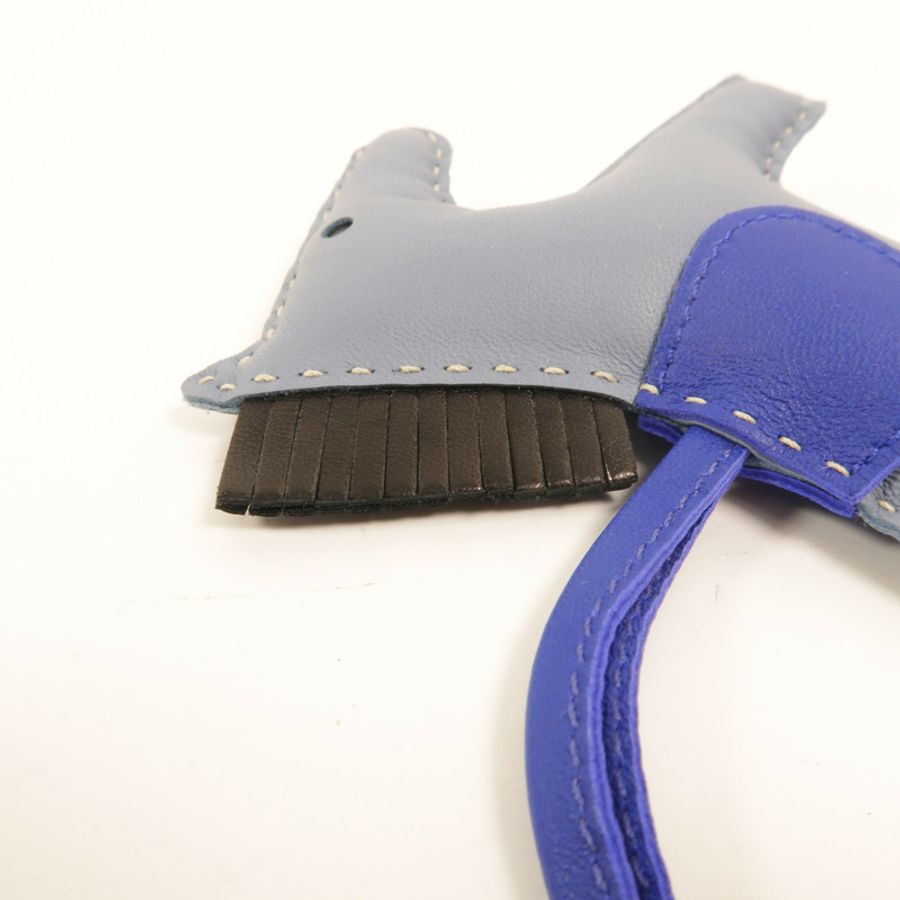 HERMES Milo皮革Rodeo MM掛飾Bleu Lin-3