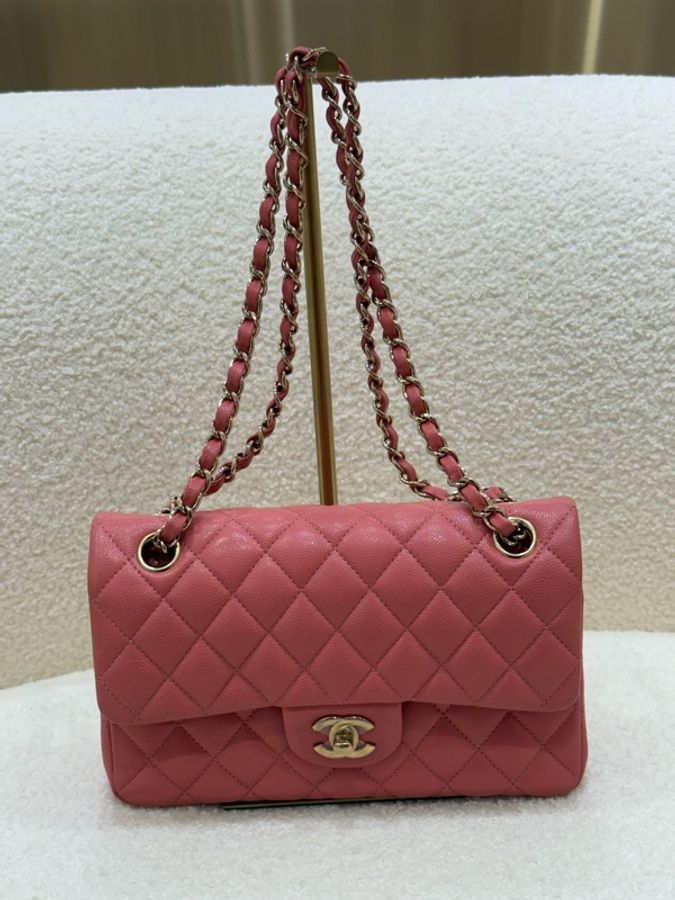 Chanel cf23 粉金荔枝皮口蓋包-0