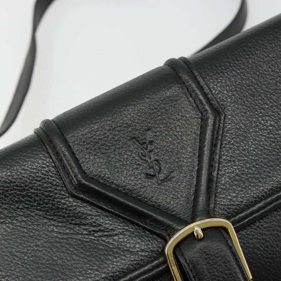 【日本直送】SAINT LAURENT 黑色金色皮革單肩包 Auth am11765V-9