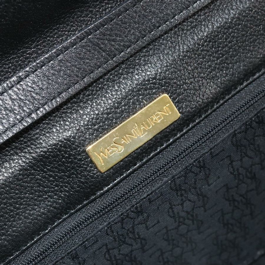 【日本直送】SAINT LAURENT 黑色金色皮革單肩包 Auth am11765V-17