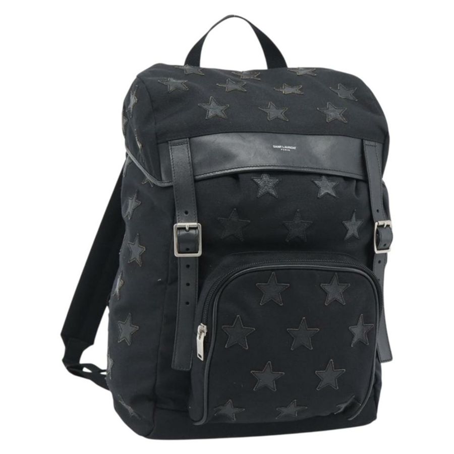 【日本直送】SAINT LAURENT 背包帆布黑色銀色正品 ka4606A-0