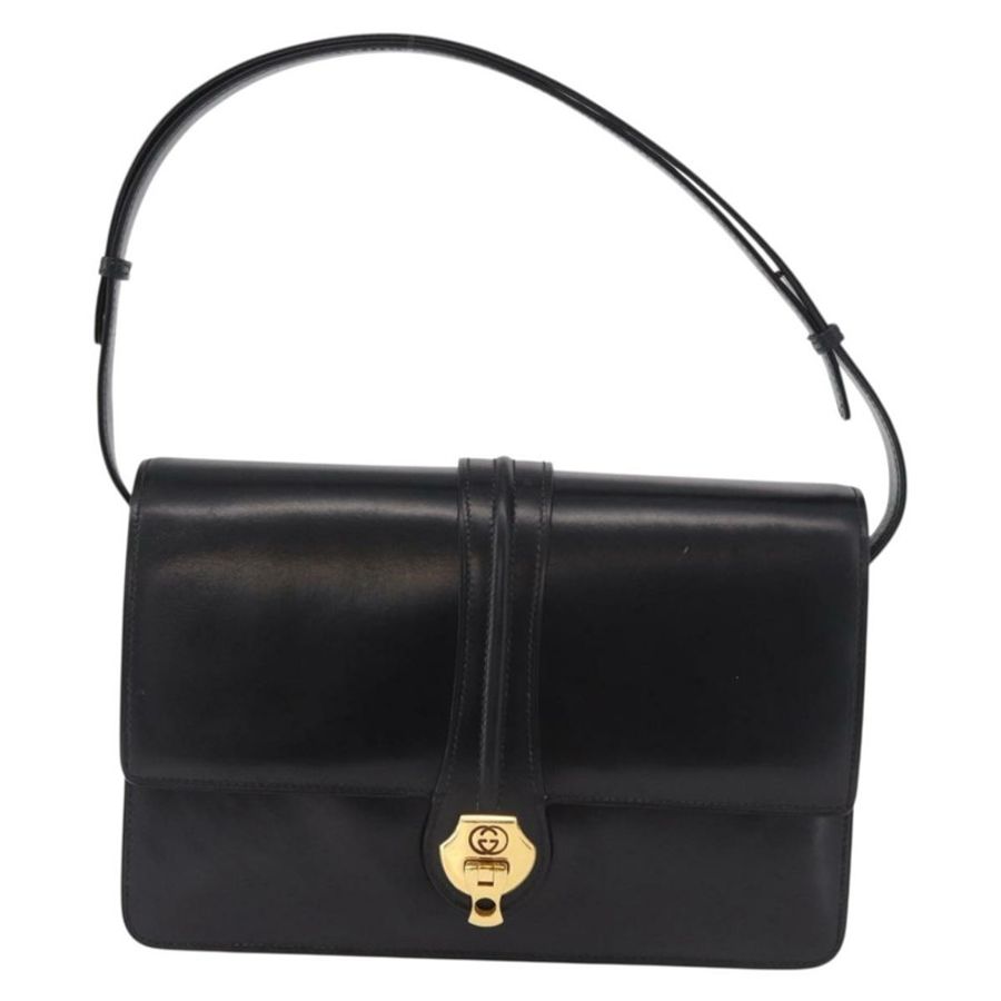 【日本直送】GUCCI 黑色金色皮革單肩包，正品編號 183812V-12