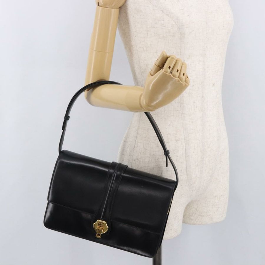 【日本直送】GUCCI 黑色金色皮革單肩包，正品編號 183812V-23