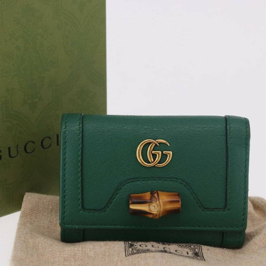 【日本直送】GUCCI 馬銜扣迷你皮夾，皮革材質，綠色/金色，貨號 659632，正品編號 183124M-11