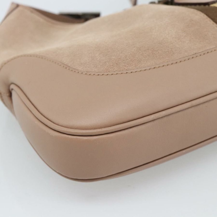 【日本直送】GUCCI Sherry Line Jackie 單肩包 粉紅銀色麂皮 001 3306 正品 184319V-13