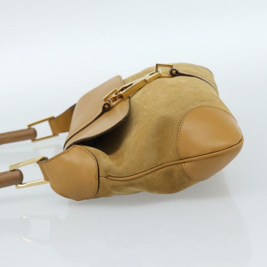 【日本直送】GUCCI 竹節 Jackie 肩背包 麂皮 米色 金色 001 4096 正品 184325V-2