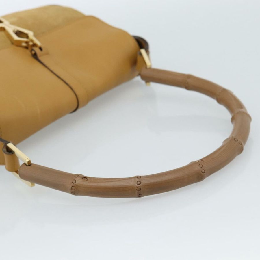 【日本直送】GUCCI 竹節 Jackie 肩背包 麂皮 米色 金色 001 4096 正品 184325V-6