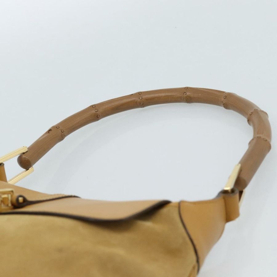 【日本直送】GUCCI 竹節 Jackie 肩背包 麂皮 米色 金色 001 4096 正品 184325V-7
