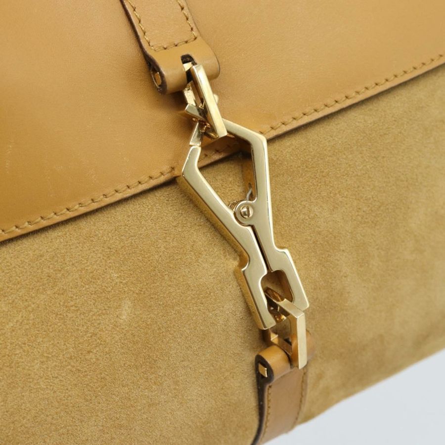 【日本直送】GUCCI 竹節 Jackie 肩背包 麂皮 米色 金色 001 4096 正品 184325V-16