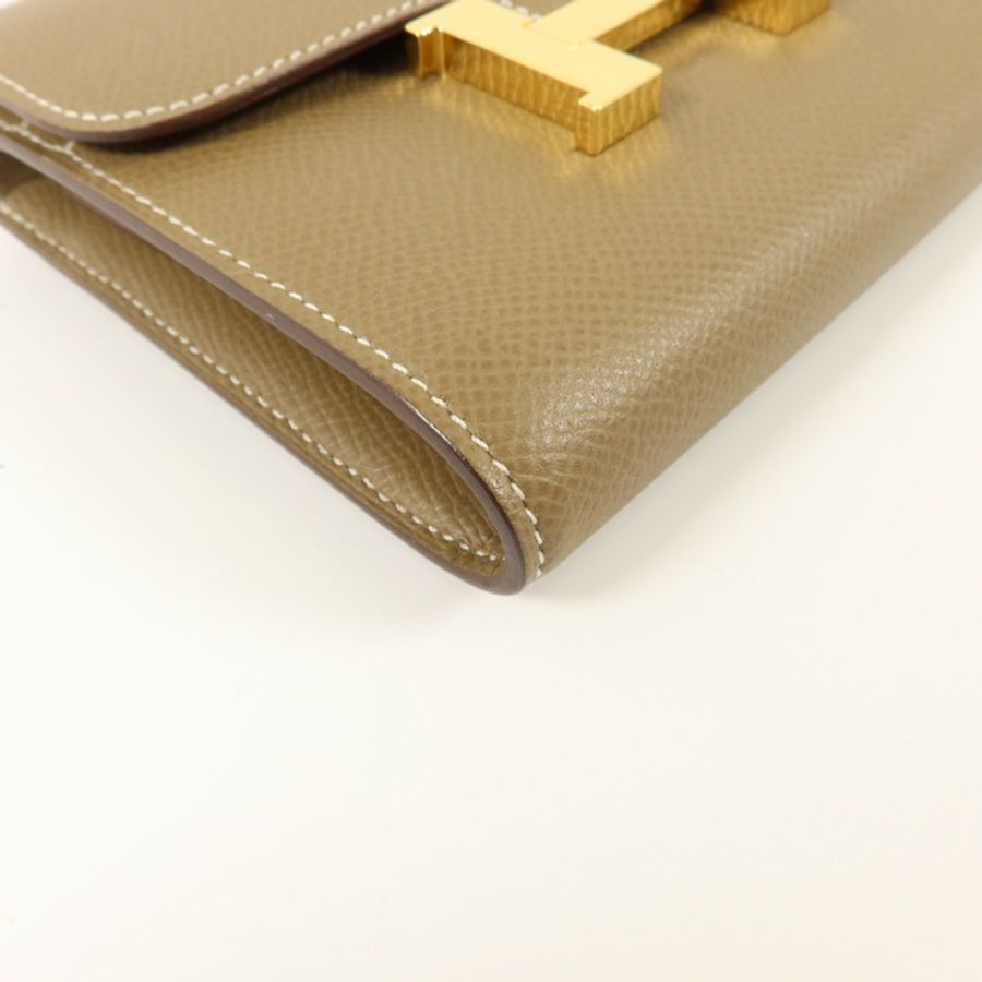 HERMES Epsom皮革Constance Compact Wallet錢包Etoupe-12