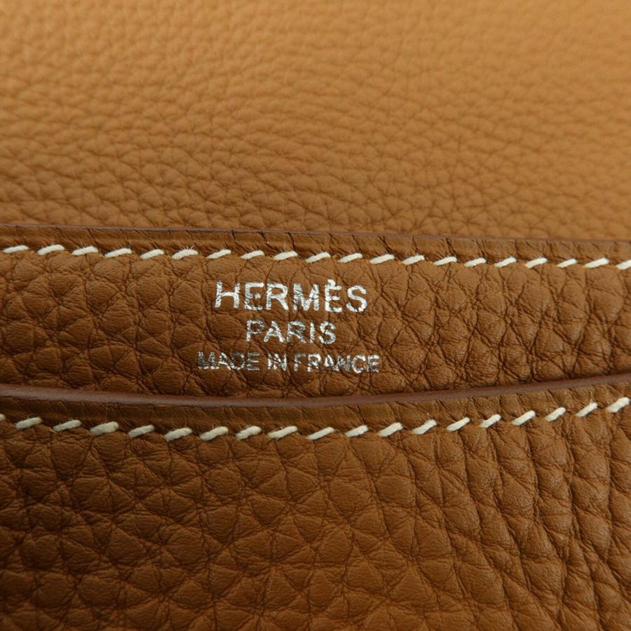 HERMES Togo皮革Steve Light Junior肩背袋Gold-5