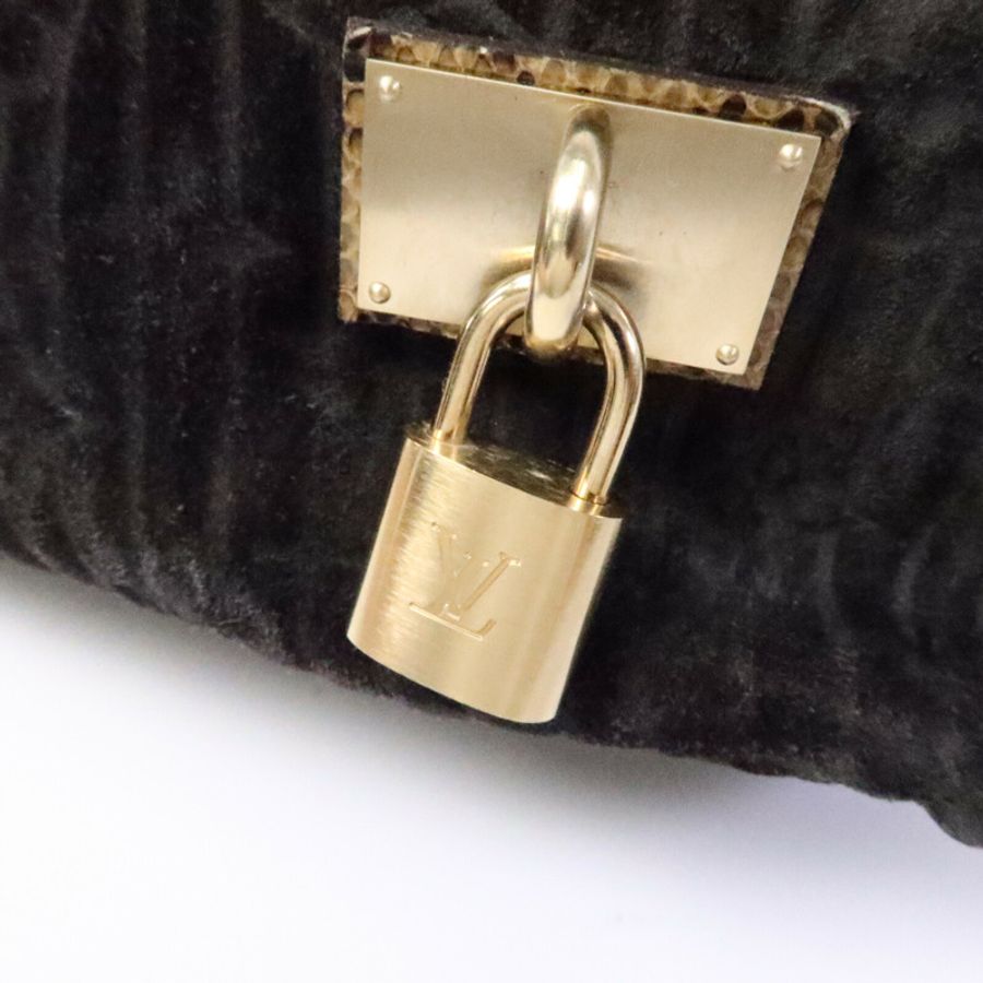 LOUIS VUITTON Monogram Suded/蛇皮皮革Whisper手挽袋-6
