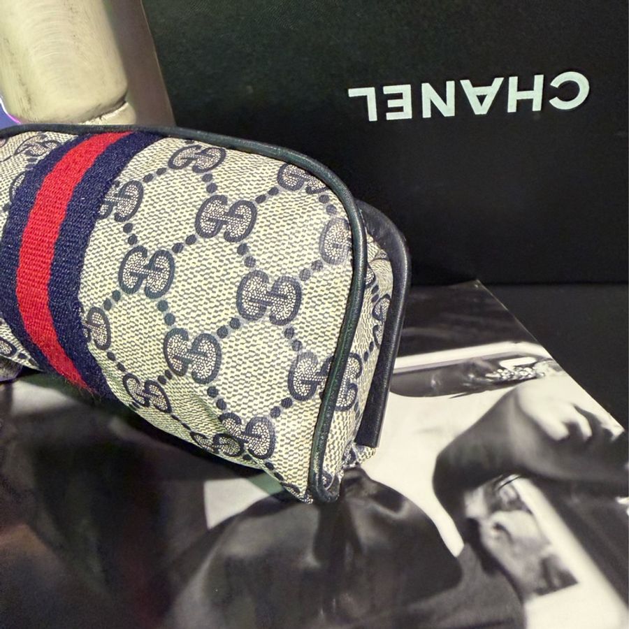 古馳 Gucci 經典 GG Supreme 老花帆布 古董化妝包 手拿包 中古包 手袋-3