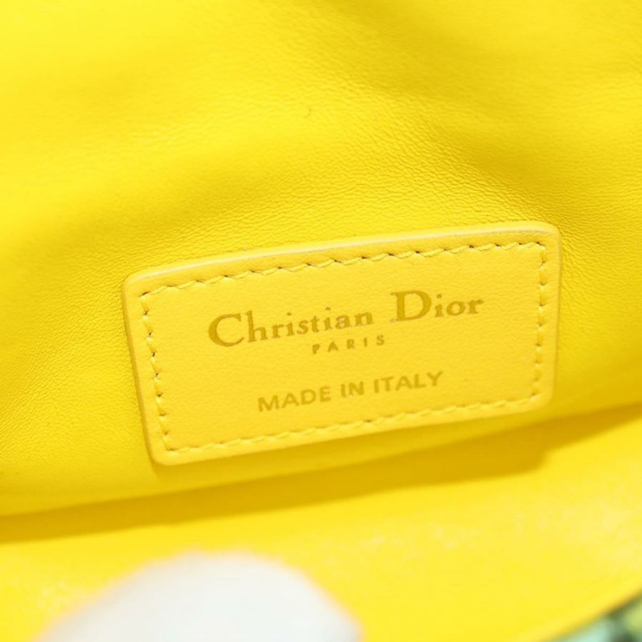 【日本直送】Christian Dior Caro 鏈條肩背包 帆布串珠 綠色金色 正品 182308SM-9