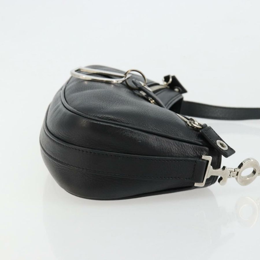 【日本直送】Christian Dior 黑色銀色皮革肩背包，正品 yk20491SM-2