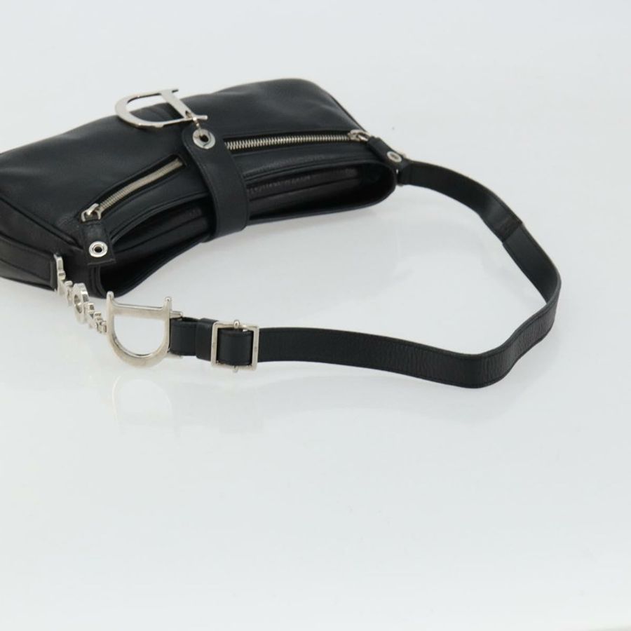 【日本直送】Christian Dior 黑色銀色皮革肩背包，正品 yk20491SM-6