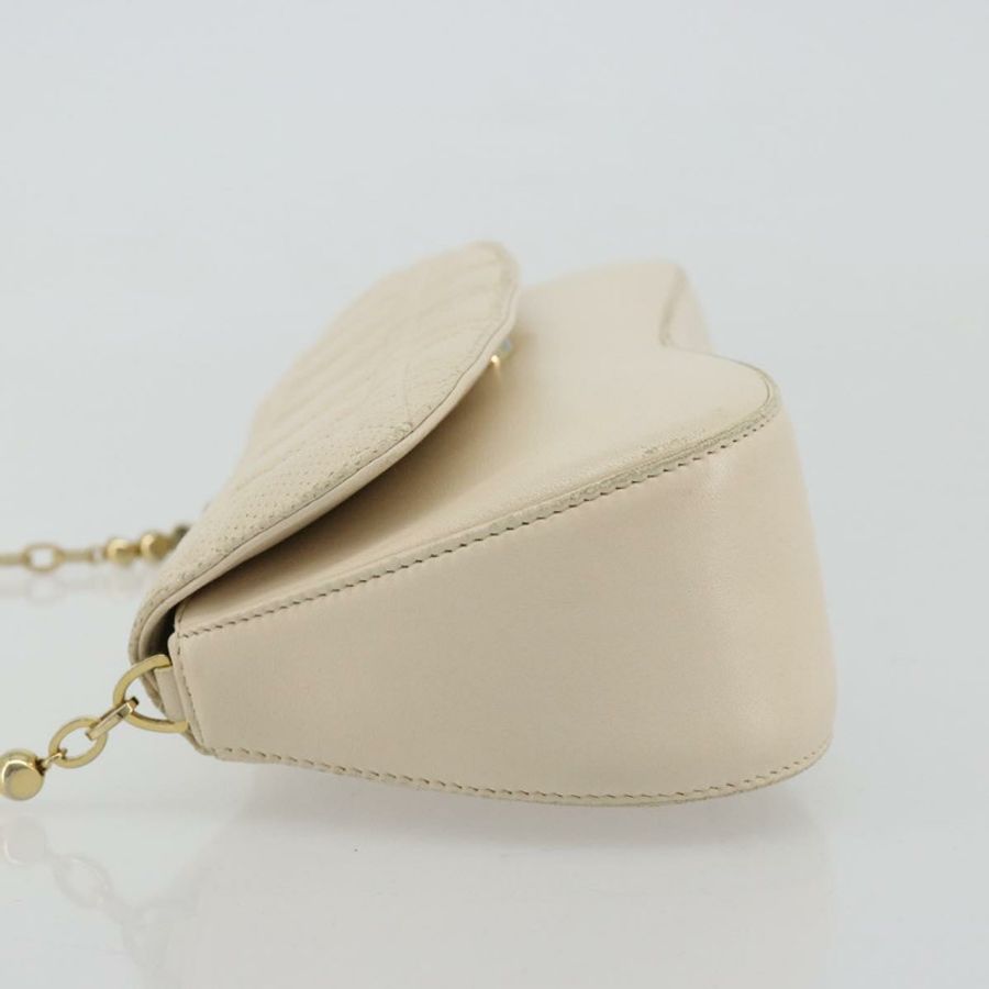 【日本直送】Christian Dior Canage 鏈條肩背包，象牙/金色皮革，正品 183173SAV-3