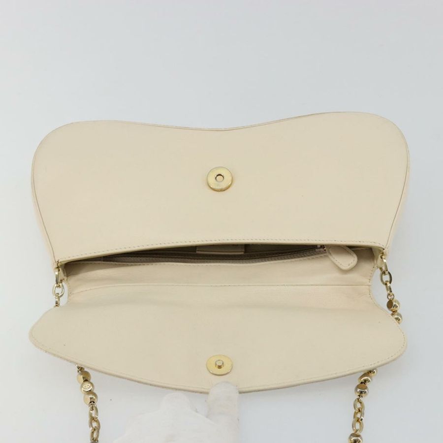 【日本直送】Christian Dior Canage 鏈條肩背包，象牙/金色皮革，正品 183173SAV-9