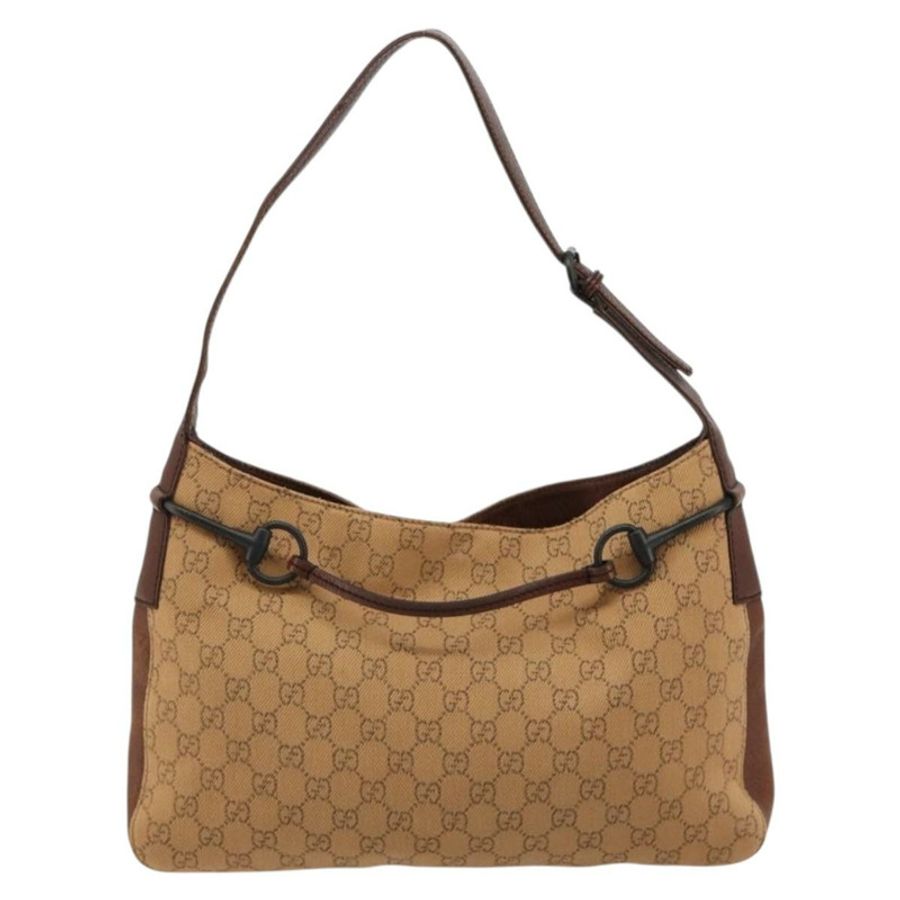【日本直送】GUCCI GG帆布馬銜扣單肩包 米色 101975 正品 183256A-1