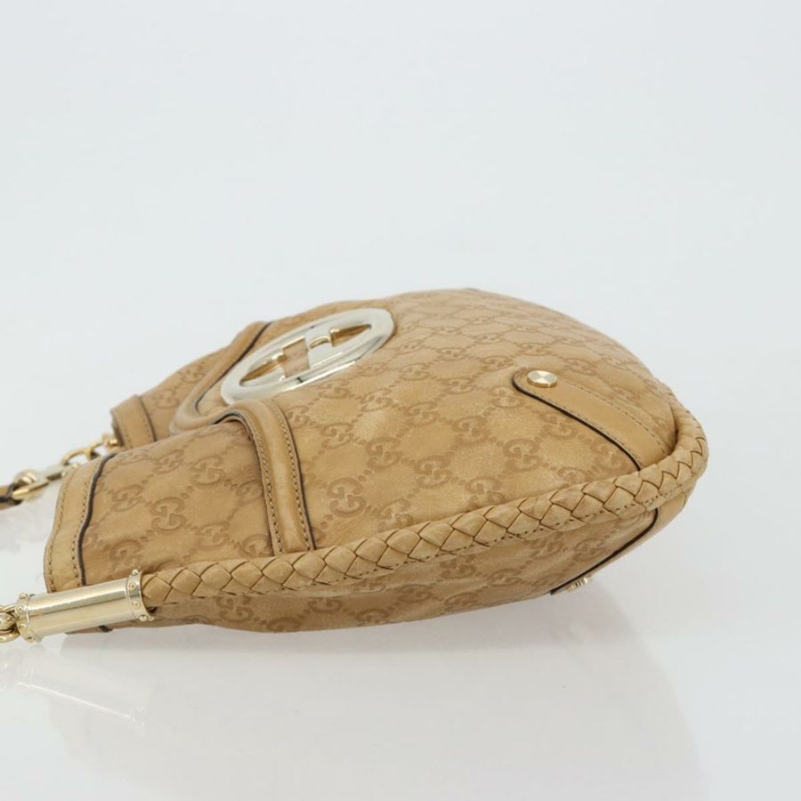 【日本直送】GUCCI GG帆布Guccissima單肩包，皮革金色米色，貨號167734，正品編號183786V-3
