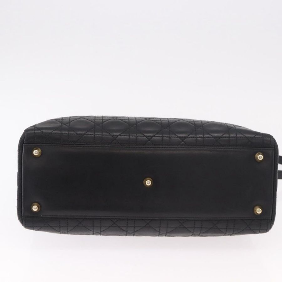 【日本直送】Christian Dior Lady Dior Canage 手袋，羊皮材質，黑色金色雙肩包，正品，貨號 183708V-4