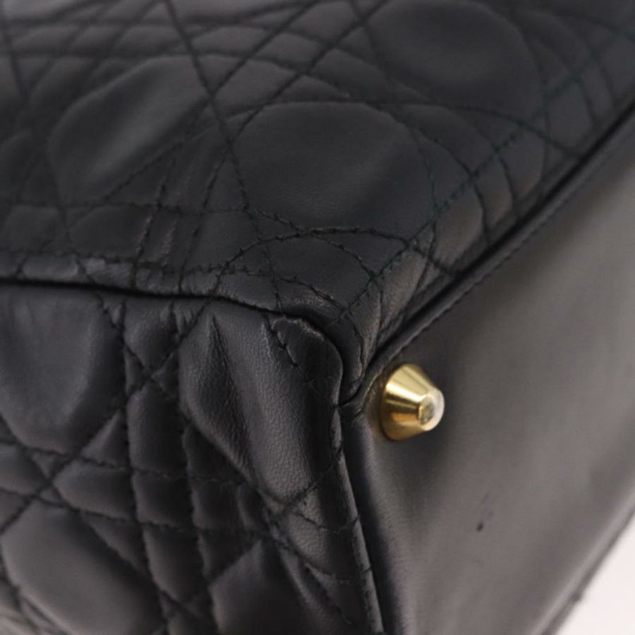 【日本直送】Christian Dior Lady Dior Canage 手袋，羊皮材質，黑色金色雙肩包，正品，貨號 183708V-14