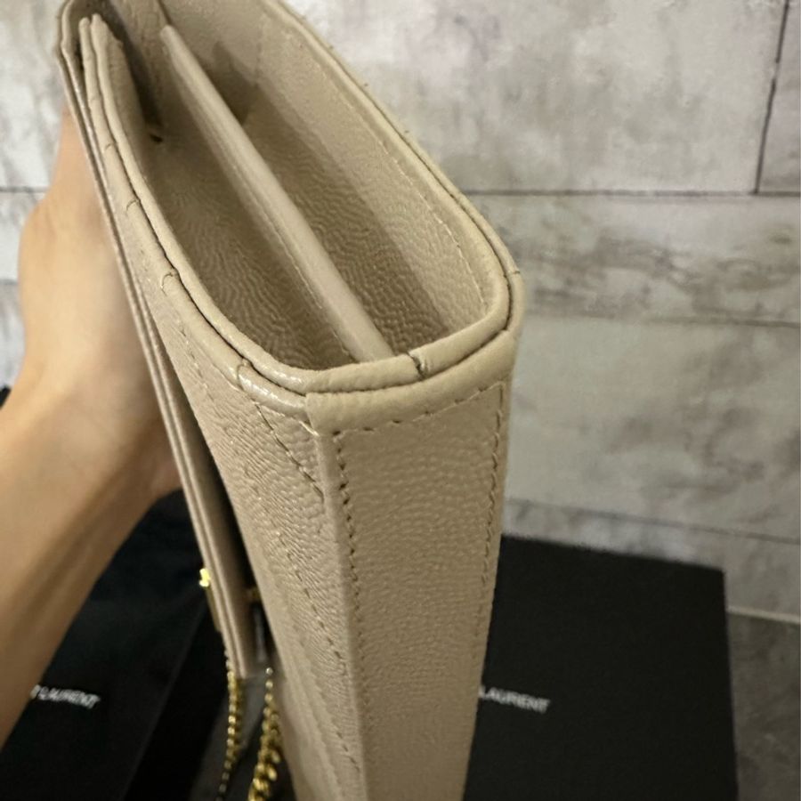 YSL 信封 WOC 奶茶色 鏈條包 23*14.5cm 近全新 有盒子 防塵袋 晶片款-12