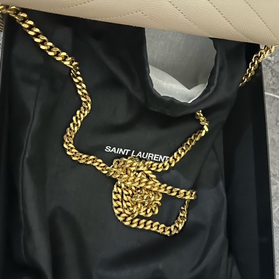 YSL 信封 WOC 奶茶色 鏈條包 23*14.5cm 近全新 有盒子 防塵袋 晶片款-16