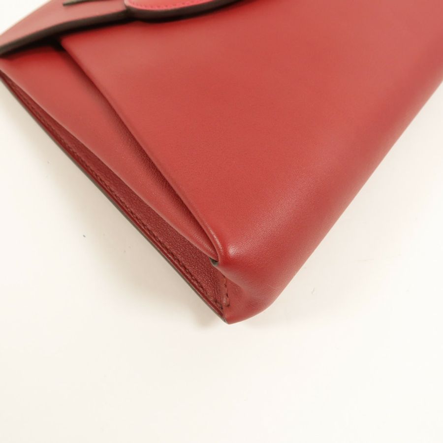 HERMES Swift/Tadelakt皮革Tutti Frutti Clutch手拿包RougeGrenat/RougeVif-11