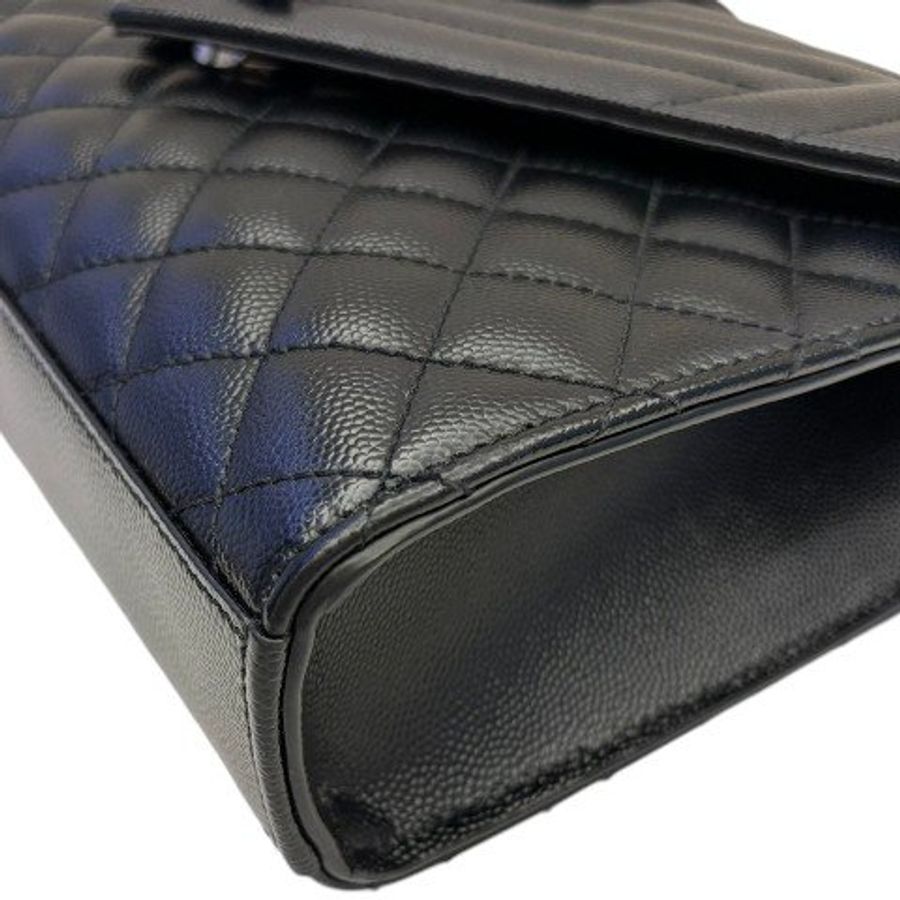 S5524-YSL  ENVELOPE黑牛皮絎縫中型信封包600185-5