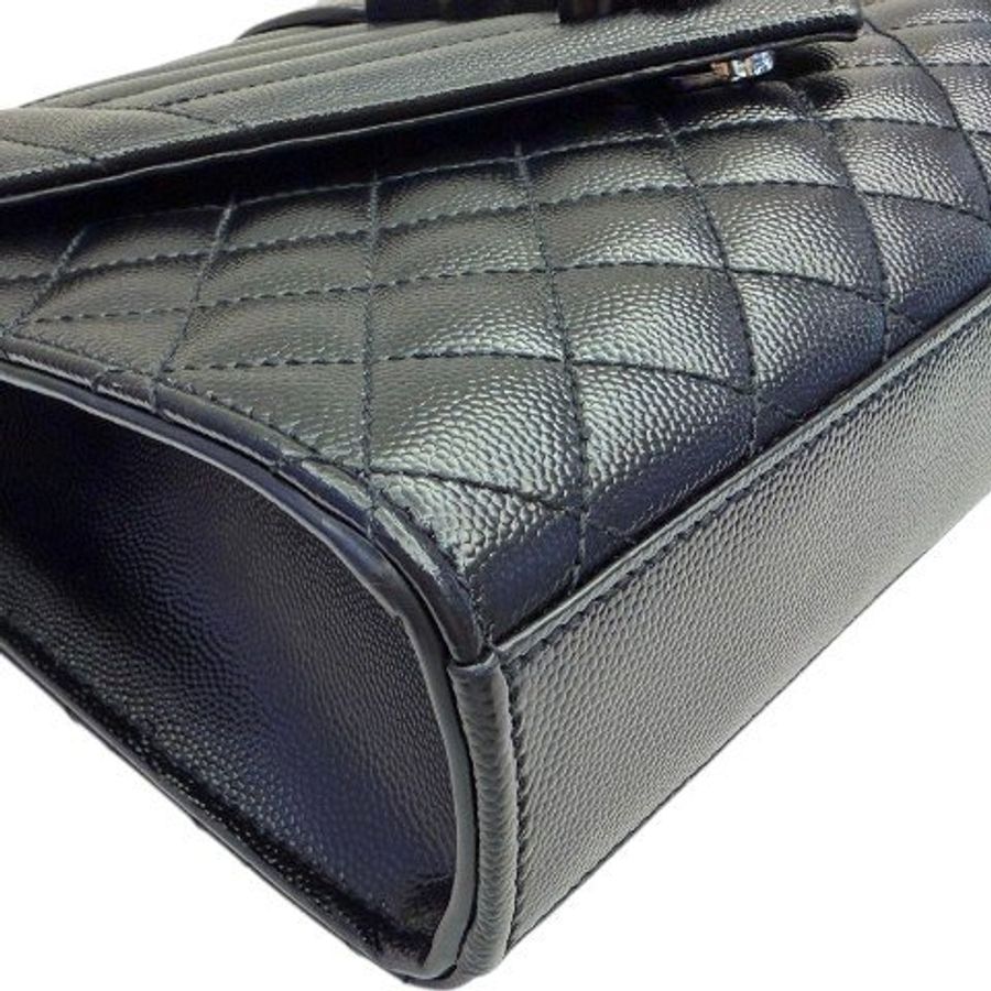 S5524-YSL  ENVELOPE黑牛皮絎縫中型信封包600185-6