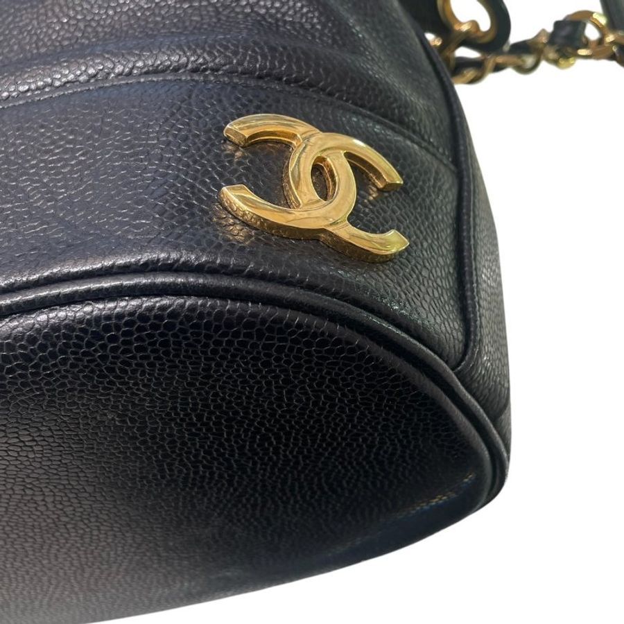 CHANEL 香奈兒 TRIBLE COCO 水桶包 荔枝牛皮 黑色 金釦-9