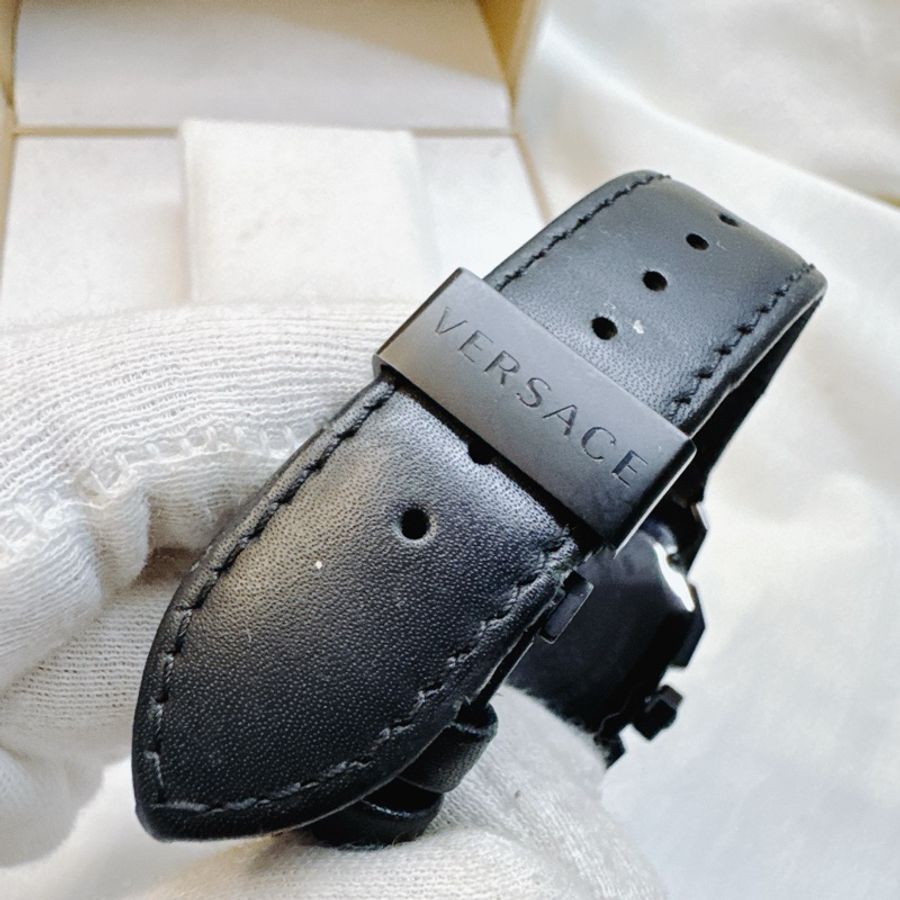 二手正品Versace凡賽斯Dylos Chronograph黑鋼計時手錶 凡賽斯手錶 凡賽斯配件 凡賽斯錶-18
