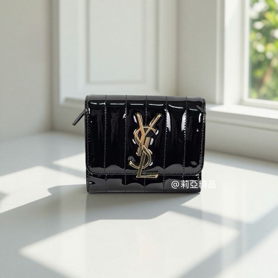 莉亞精品♡  Ysl 539926 漆皮短夾 二手美品-0