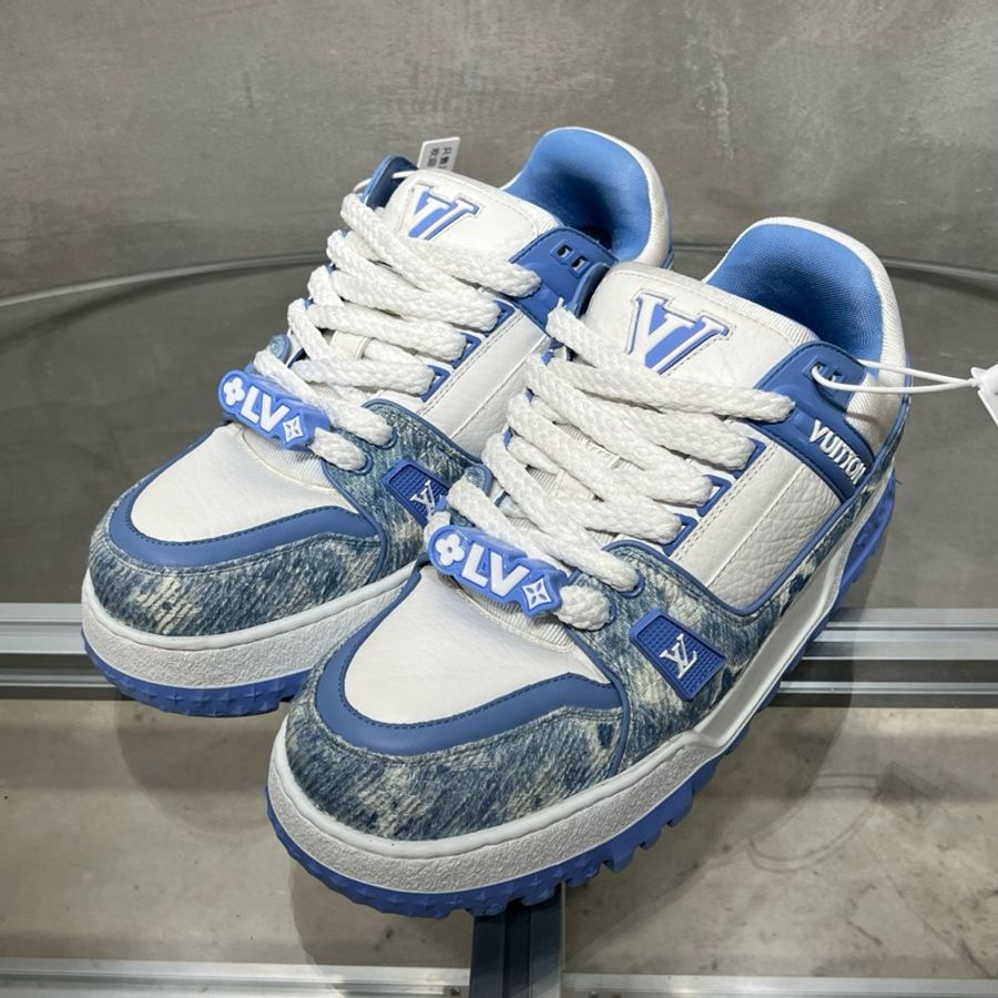 Louis Vuitton/路易威登 LV Trainer 白藍牛仔胖丁  UK8 /42碼-0