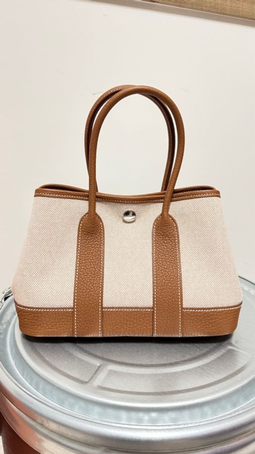 全新愛馬仕Hermes Mini Garden 23金棕帆布G刻-1