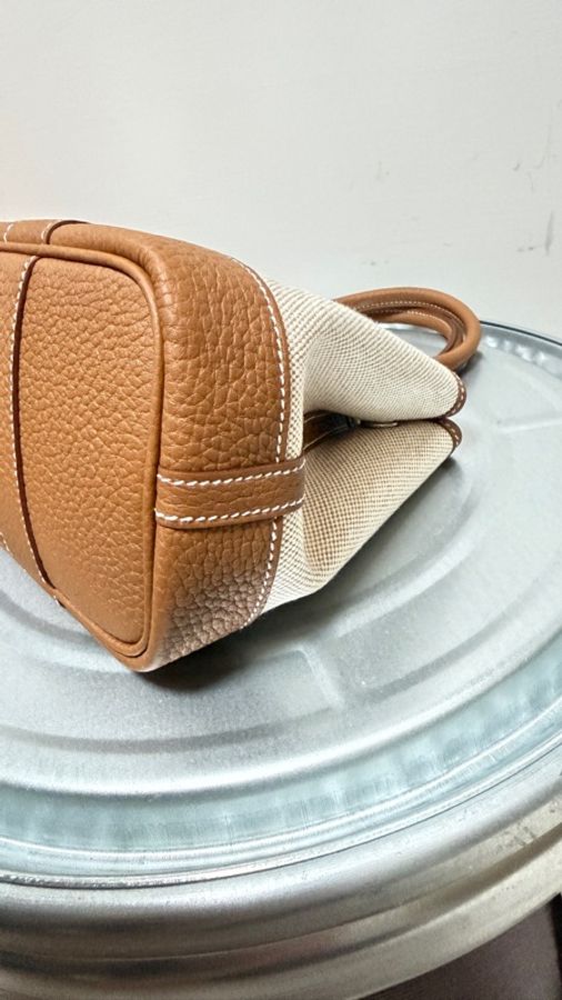 全新愛馬仕Hermes Mini Garden 23金棕帆布G刻-4